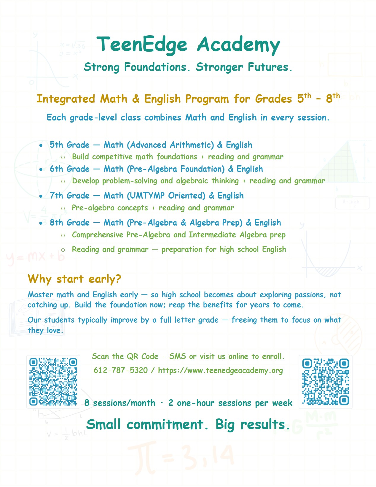 Middle School Math & English Tutoring Flyer — TeenEdge Academy